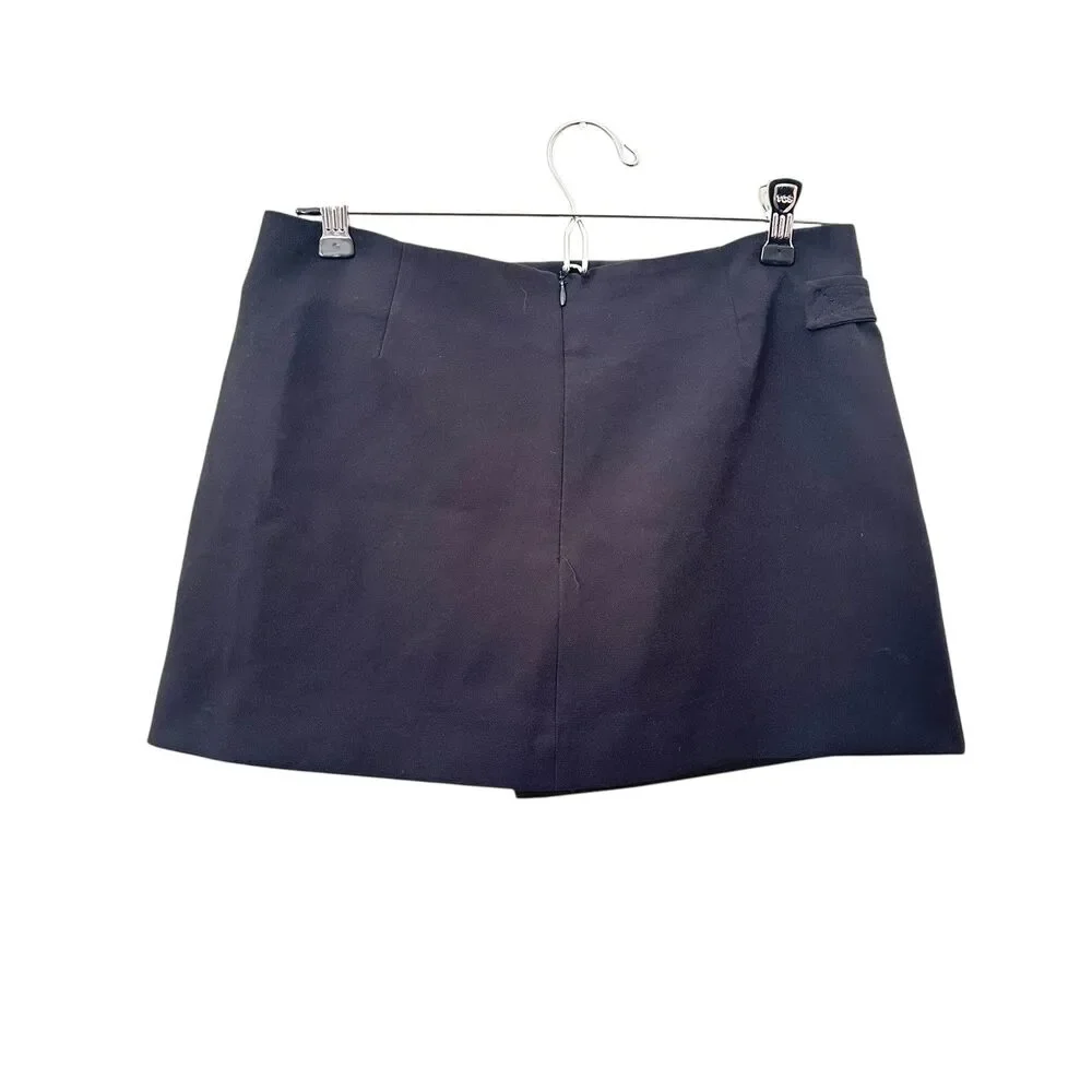 ZARA Faux‎ Wrap Buckle Mini Skirt Black Small